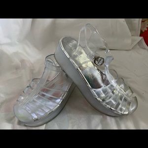 Clear platform jellies.